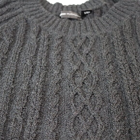 Dana Buchman Black Textured Cable Knit Round Neck Pullover Sweater Medium - Picture 11 of 12